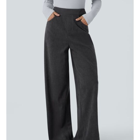 Halara Blue  High Waisted Corduroy Wide Leg Casual Pants Women's Medium NEW - Picture 4 of 9